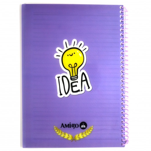 Amigo Wire Notebook, Purple, 70 page, 2 Subjects