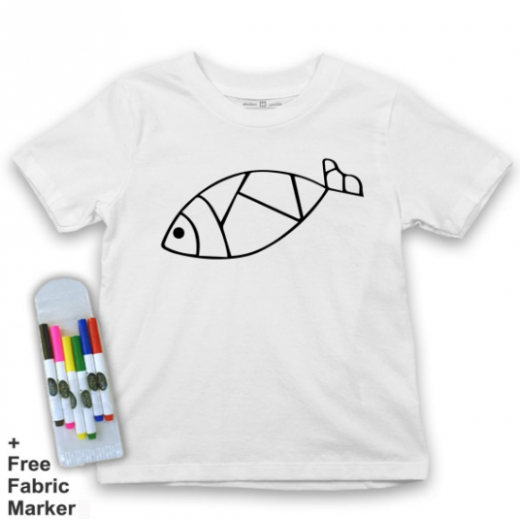 تي شيرت للأطفال, بتصميم سمكة, 4 سنوات من ملبس