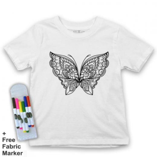 Mlabbas Kids Coloring T-Shirt, Butterfly Design, 12 Years
