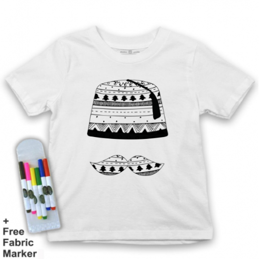 Mlabbas Kids Coloring T-Shirt, Tarboush Design, 6 Years