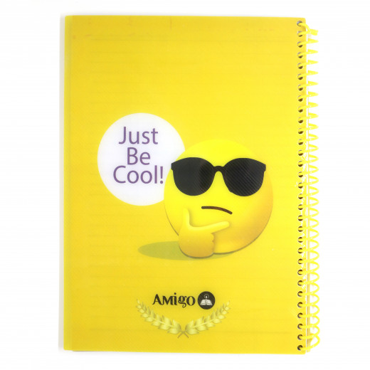 دفتر ملاحظات مع سلك بتصميم كتابة "جست بي كول" اللون الأصفر من أميجو: 175 صفحة,5 أقسام