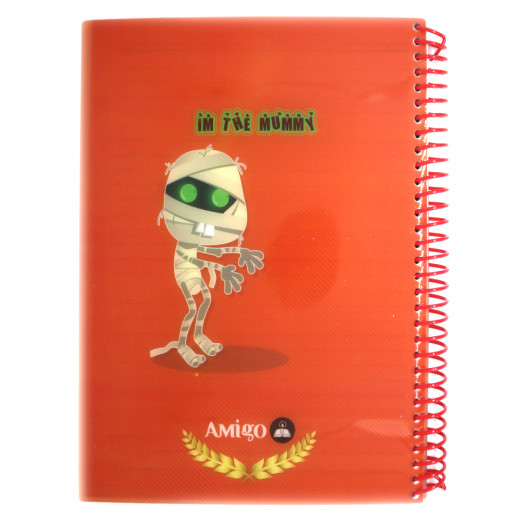 دفتر ملاحظات مع سلك بتصميم المومياء اللون الأحمر من أميجو:70 صفحة,2 أقسام