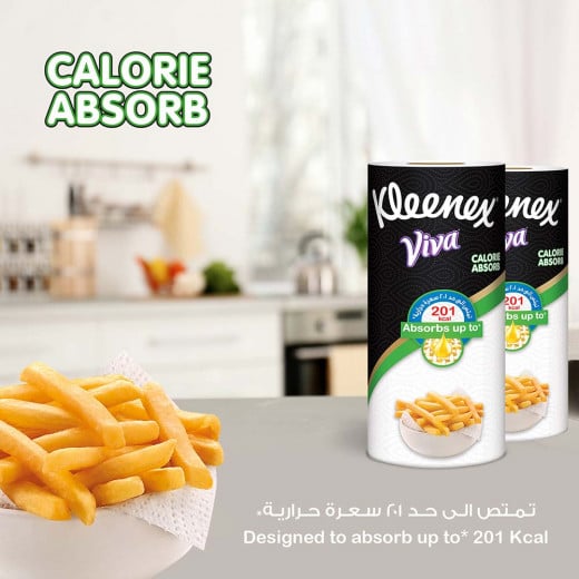Kleenex Viva Calorie Absorb, Premium Oil Absorbing, Pack Of 1 Kitchen Towel Roll, 55 Sheets