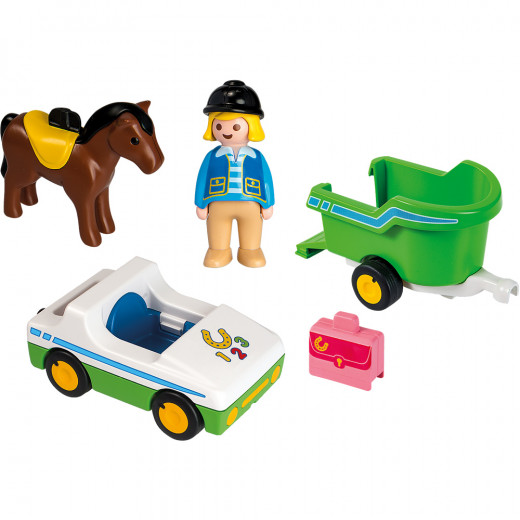 سيارة مع مقطورة حصان للأطفال من  بلاي موبيل