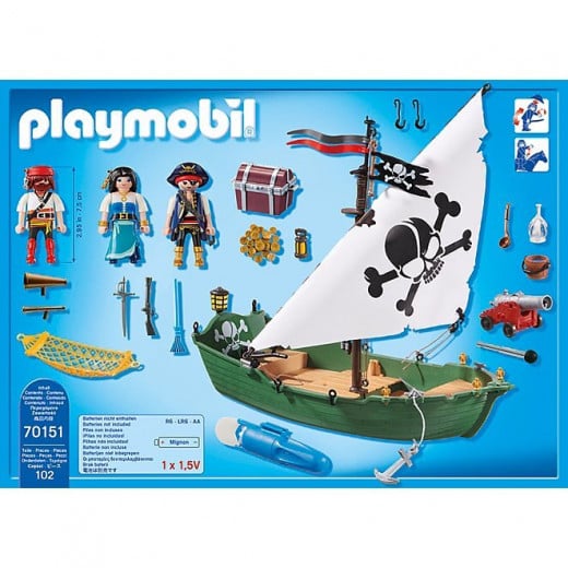 Playmobil Pirate Ship With Underwater Motor 102 For Children