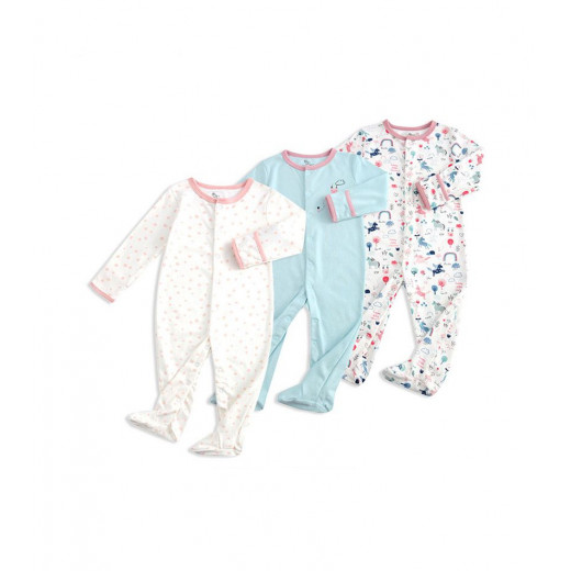 Colorland Long-Sleeve Baby Overall 3 Pieces In One Pack 9-12 Months, Unicorn