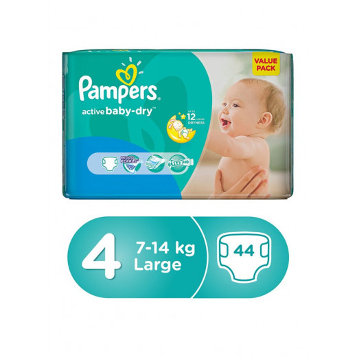 Pampers active baby-dry Size 4 (Junior) 7-14 Kg 44 Diapers