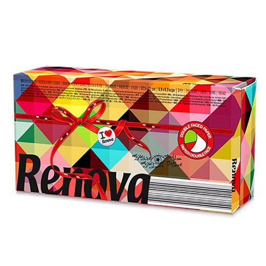 Renova Facial Tissue-3ply, 80 Sheets, Bi-Color