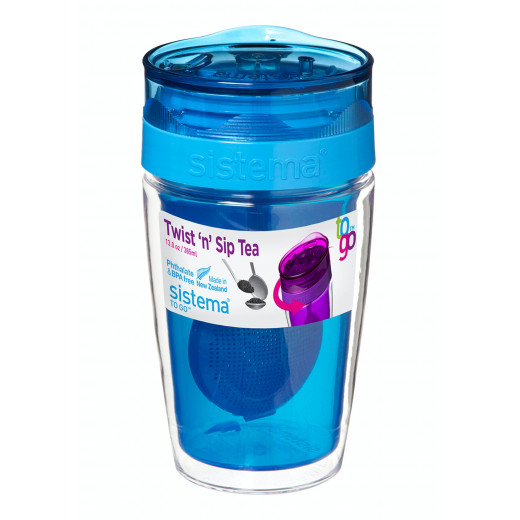 Sistema Twist Sip Tea To Go Travel Mug With Filter, Blue