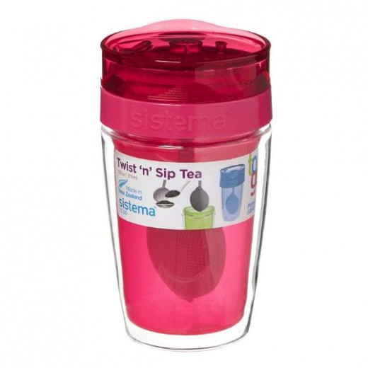 Sistema Twist Sip Tea To Go Travel Mug With Filter, Red