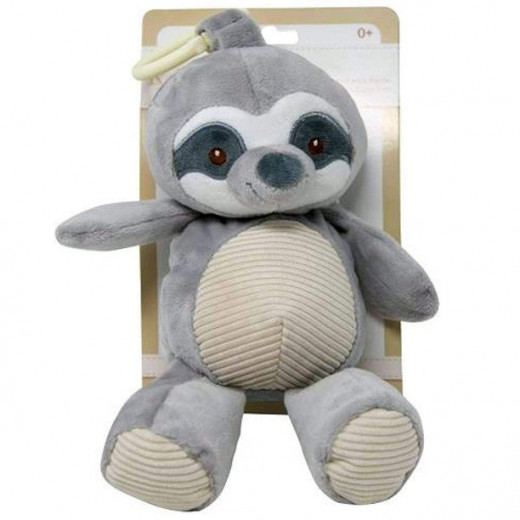 Gray Baby Sloth Wild Life Plush, Soft Cuddle Rattle Stuffed Toy