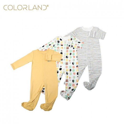 Colorland Long-Sleeve Baby Overall 3 Pieces In One Pack 9-12 Months