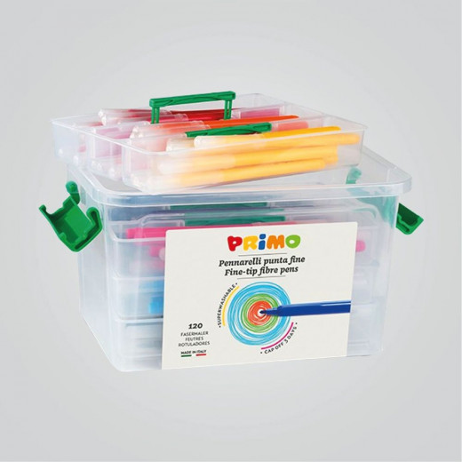 120 ألوان متنوعة من ألياف فلوماستر في محفظة بلاستيكية من بريمو