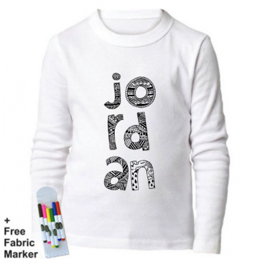 بلوزة ذات أكمام طويلة للتلوين بتصميم كلمة جوردان للأطفال من عمر12-13 سنة من ملبس