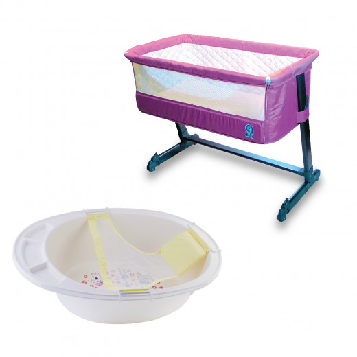 Farlin Package - ( aBaby Bedside Close to Me, Purple +   Bath Tub with Net )
