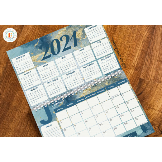 InterestinGadgets Personalized Monthly Planner for 2021, Marble