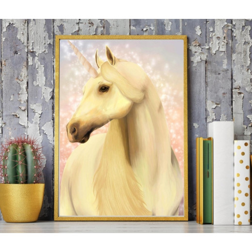 ExtraOrdinary Decorative Wood Framed Wall Art Prints, Unicorn White, A3