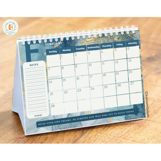 InterestinGadgets Personalized Monthly Desk Calendar for 2021, Marble