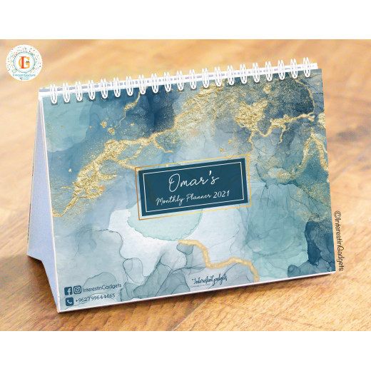 InterestinGadgets Personalized Monthly Desk Calendar for 2021, Marble