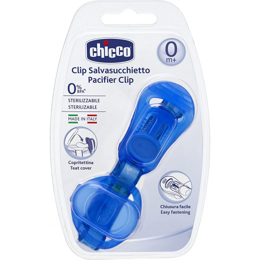 Chicco Clip With Teat Cover- Blue