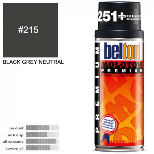 Molotow Belton Premium Spray Paint 400ml Black Grey Neutral 215
