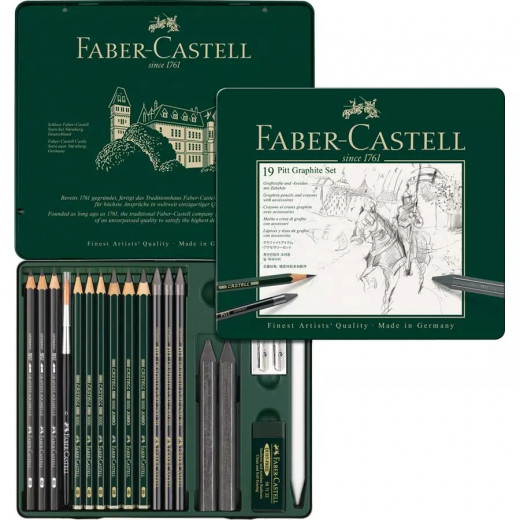 Faber Castell 19 Pitt Graphite Color Set, 19 Pieces