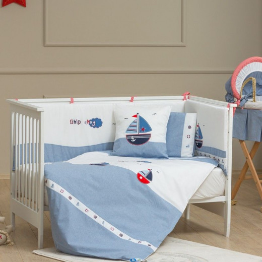 Funna Baby Bed Set 8pcs Marine, 70x140 cm, Blue
