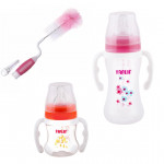 Farlin Package ( Farlin Feeding Bottle Plastic for Baby, 250ml- Orange + Farlin Baby Toilet Seat - Green + Farlin Bottle & Nipple Brush, Pink )