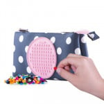 Creative Pixelated School Pencil Case Blue With White Polka Dot