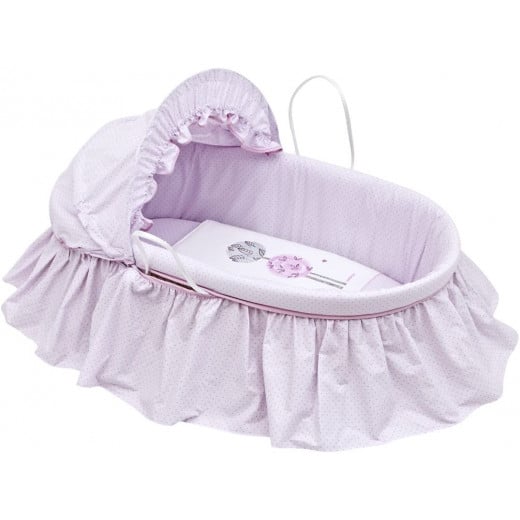 Cambrass - Moses Basket with Frills and Hood Une Gufo Pink