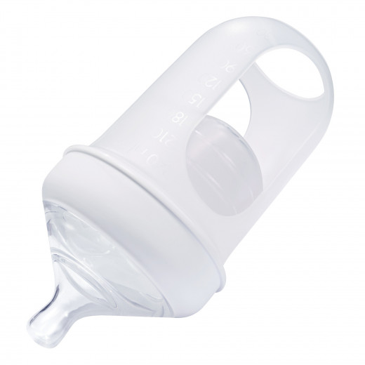 Boon Nursh Reusable Silicone Pouch Bottle, Air-free Feeding, 8 Ounce, White Color