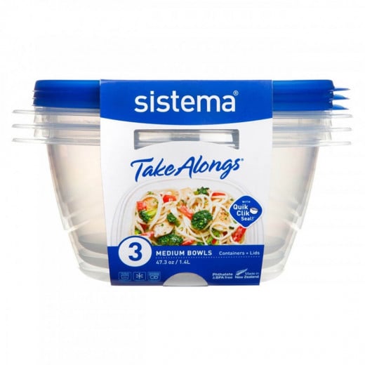 Sistema 1.4 L Medium Bowl Pack of 3