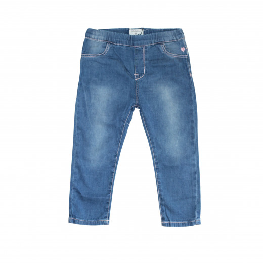 Jeans Simple Design With Elastic Waist , 9-12 Months