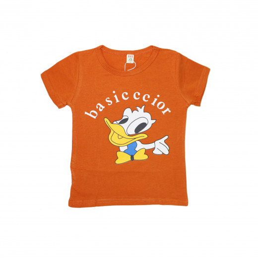 Short Sleeves T-shirt with Duck Design, 12m+, Orange