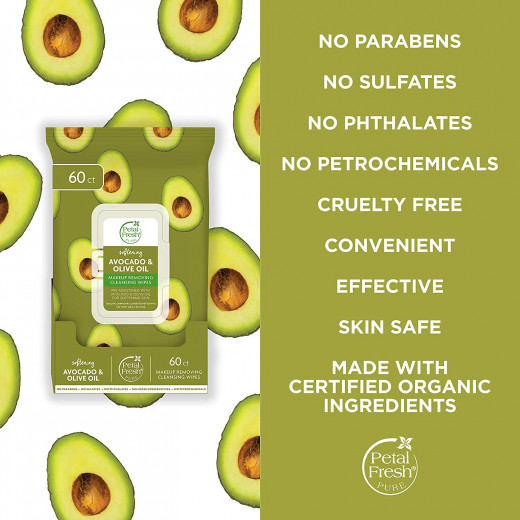 Petal Fresh Pure Makeup Removal Softening Avocado & Olive Oil, 60 count