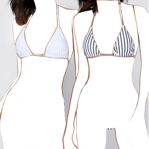 2pack Striped Halter Bikini Top, Small