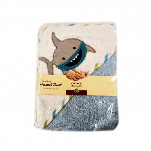 منشفة كارترز مع طاقية بتصميم القرش الأزرق