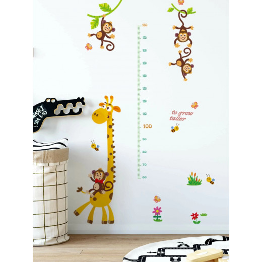 ملصق حائط لقياس طول الطفل, على شكل زرافة