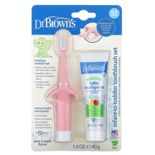 Dr Brown's Infant Toothbrush Toothpaste Combo - Pink