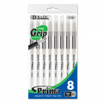 Bazic Prima Black Stick Pen With Cushion Grip (8/Pack)