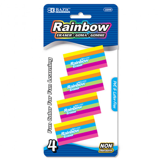 Bazic Rainbow Eraser Set of 4