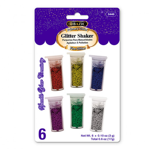 Bazic 6 Primary Color Glitter Shaker (3g)