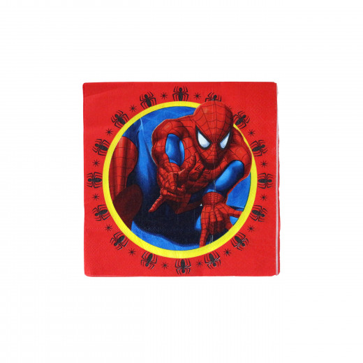 Disposable Paper Napkins for Kids, Red Spider Man Design, 20 pieces