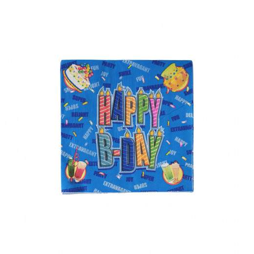Disposable Paper Napkins for Kids, Blue and Colorful Balloons Design, 20 pieces