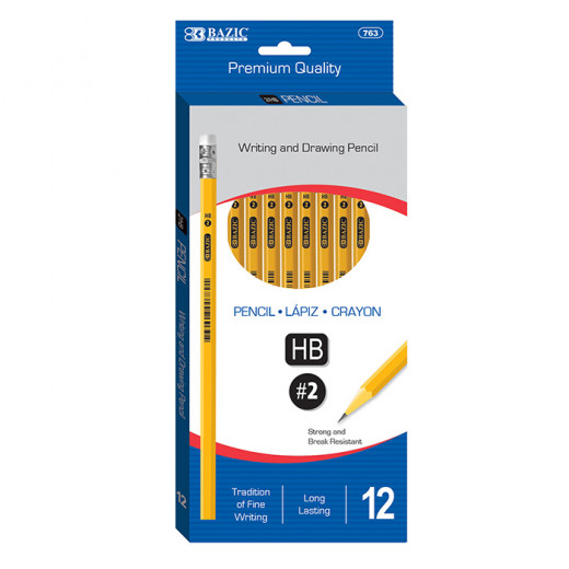 Bazic Pre-Sharpened Premium Yellow Pencil (12/Pack)