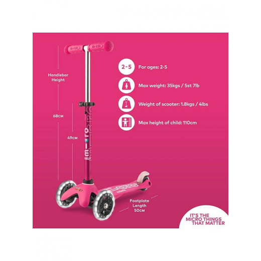 Mini Micro Deluxe LED Scooter, Pink
