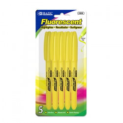 قلم تميز أصفر فاتح مع مشبك من بازيك 5 أقلام
