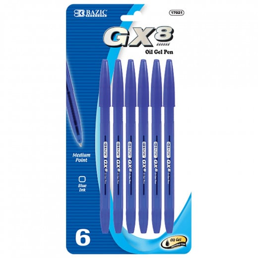 Bazic Blue Oil-gel Ink Pen (6/Pack)
