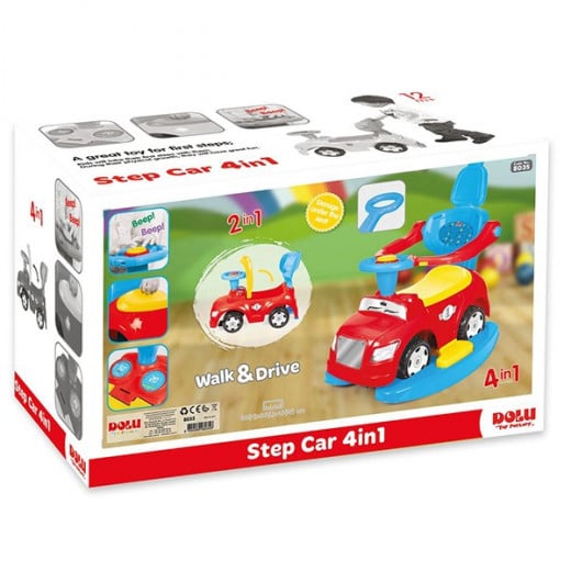 Dolu Step Car 4 in 1 With Poster, Red