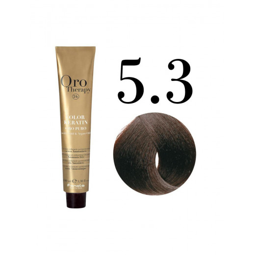 Fanola Oro Puro Hair Coloring Cream, Light Chestnut Golden NO.5.3